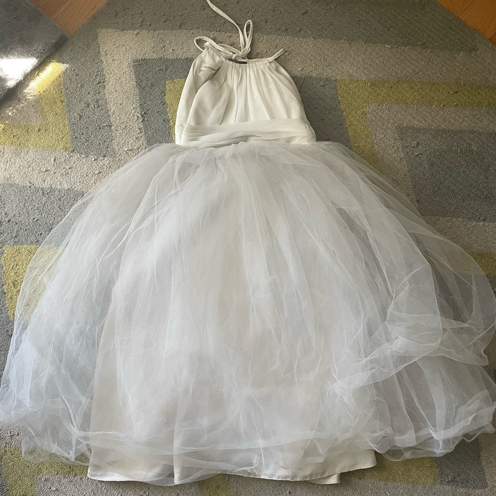 Elegant White Tulle Kids Dress